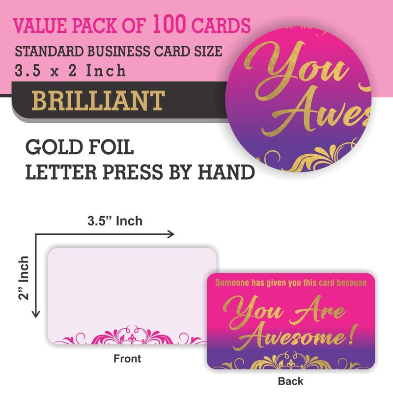 PARTH iMPEX You Are Awesome Cards Pack of 100 â€“ Gold Foil Appreciation Kindness Cards 3.5x2 Mini Motivational Recognition Notes for Teachers Students Employees Coworkers Staff Rewards Encouragement - Image 2